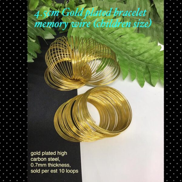 4.5cmm gold plated bracelet memory wire (children size) 10loops