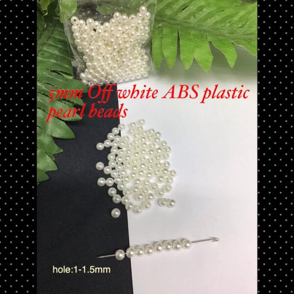 5mm off white ABS plastic pearl beads (est 200pcs)