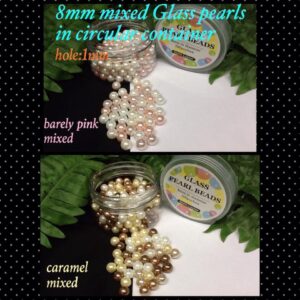 8mm mixed glass pearls in circular container