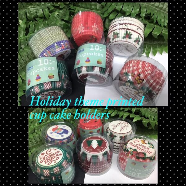 Holiday Theme printed paper cup cake holders (est 100pcs)