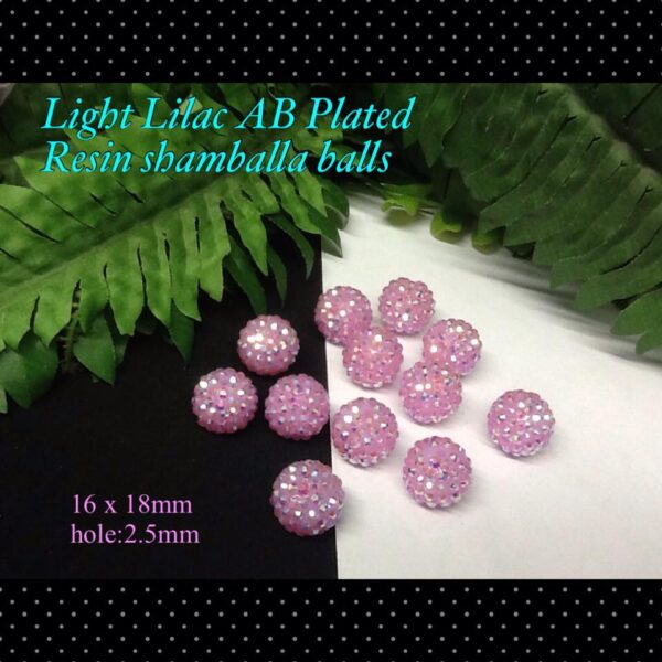 Light Lilac Ab Plated Resin Shamballa balls (16x18mm)