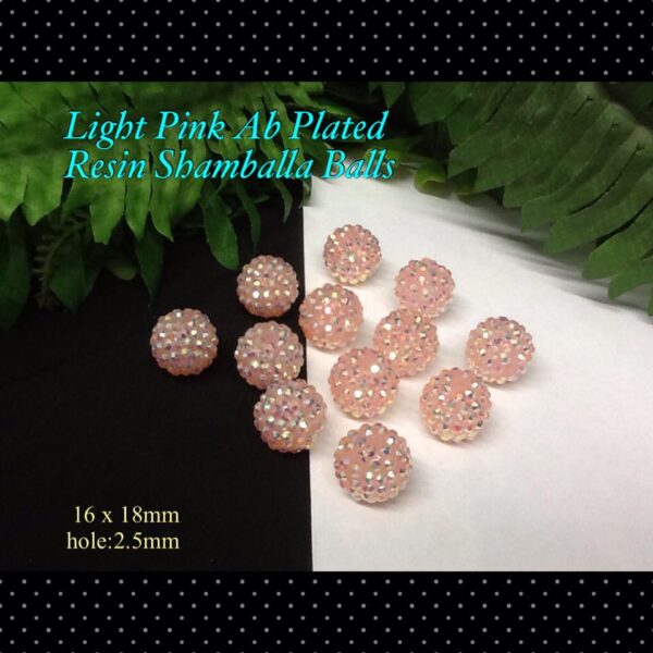 Light Pink AB Plated Resin Shamballa balls (16x18mm)