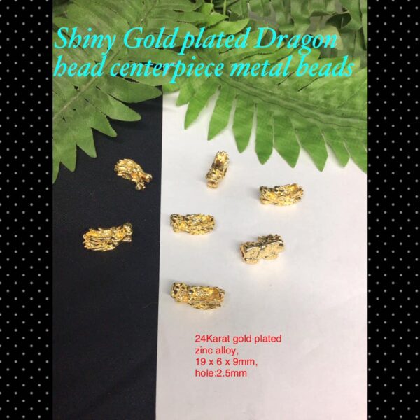 19mm Shiny gold plated Dragon head centrepiece metal beads