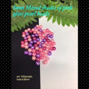 8mm Mixed shades of pink glass pearls