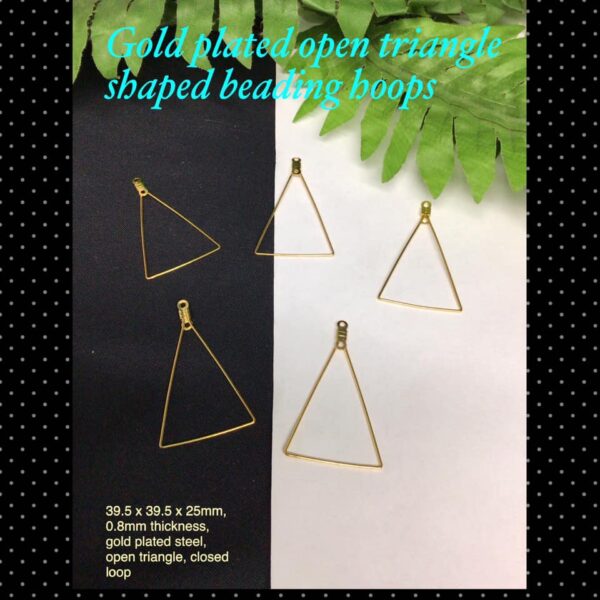 Gold Plated open traingle shaped beading hoops