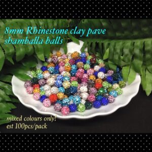 8mm Rhinestone clay pave shamballa balls (5mixed pcs)