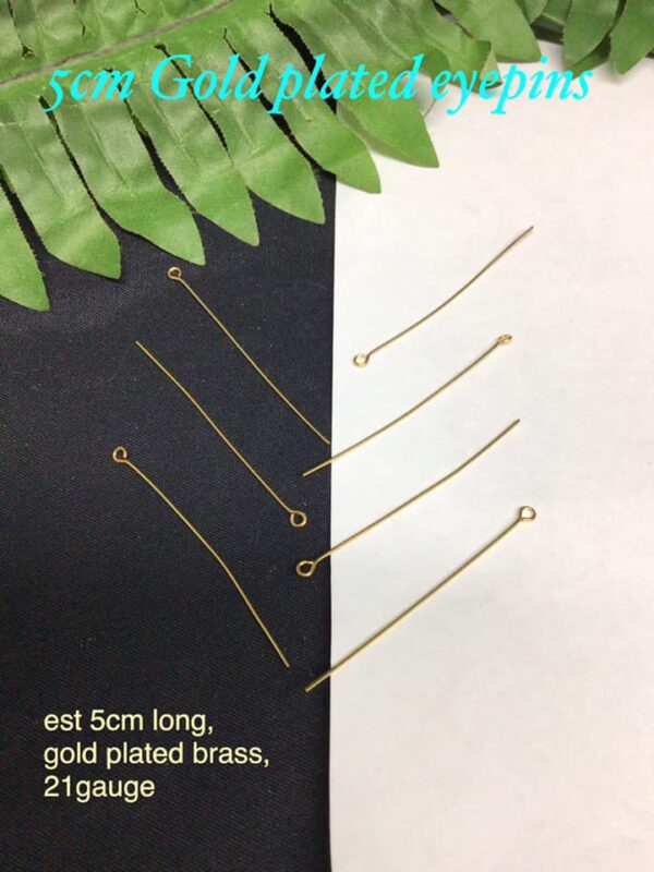 5cm Gold plated eyepins (10pcs)