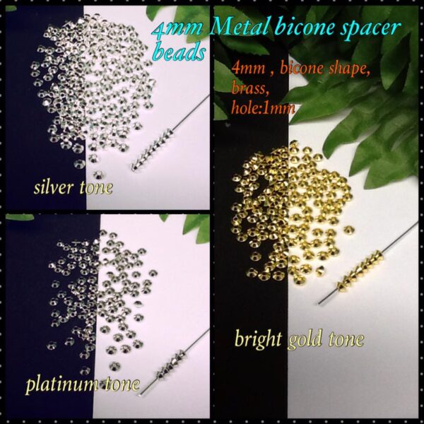 4mm Metal Bicone spacer beads