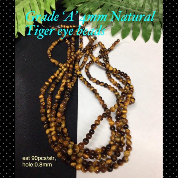 Grade A 4mm Natural Tiger eye beads