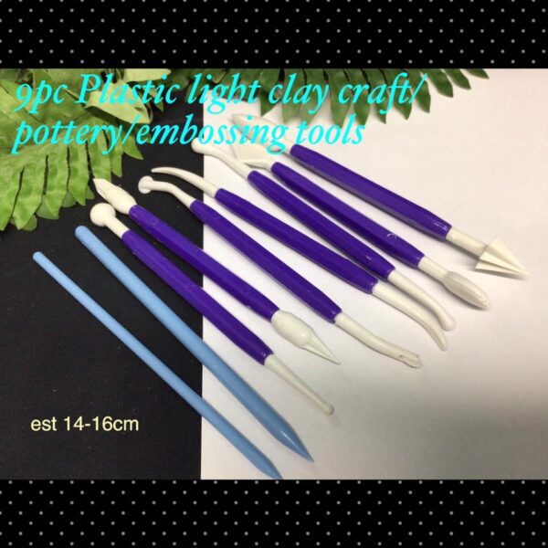 9pc Plastic light clay craft/pottery/embossing tools