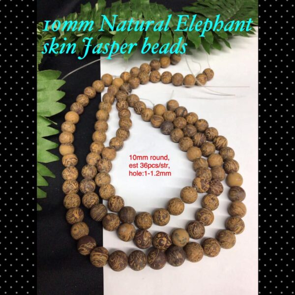 10mm Natural Elephant skin Jasper beads