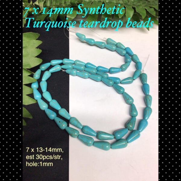 7x14mm Synthetc Turquoise teardrop beads