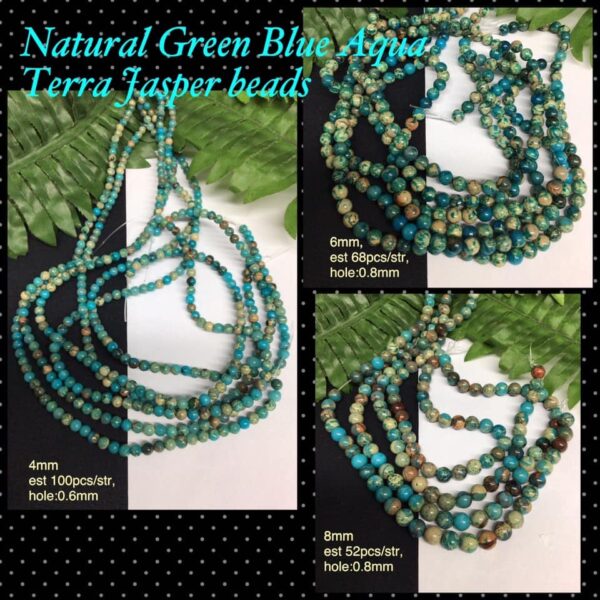 Natural Green/Blue Aqua Terra Jasper beads