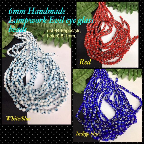 6mm Handmade Lampwork Evil eye glass beads