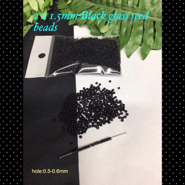 2x1.5mm Black glass seed beads