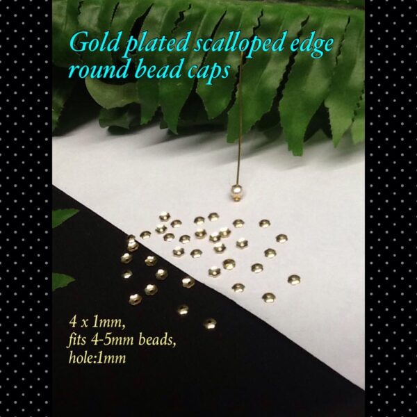 4mm Gold plated scalloped bead caps (25pcs)