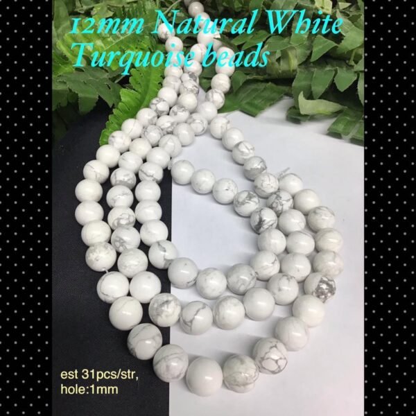 12mm Natural White Turquoise beads