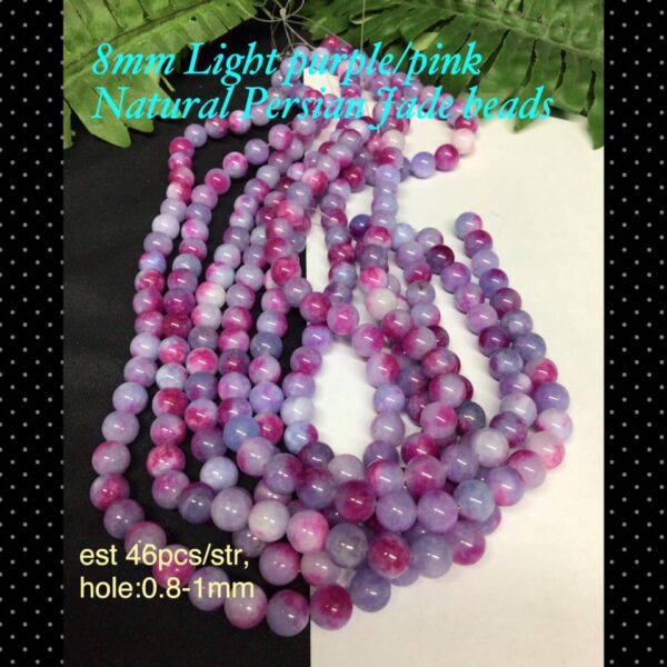 8mm Light purple/pink Natural Persian Jade beads