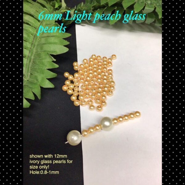 6mm light peach glass pearls