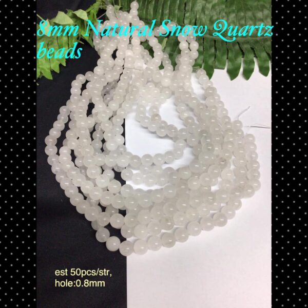 8mm Natural Snow Quartz beads (est 49-50pcs)