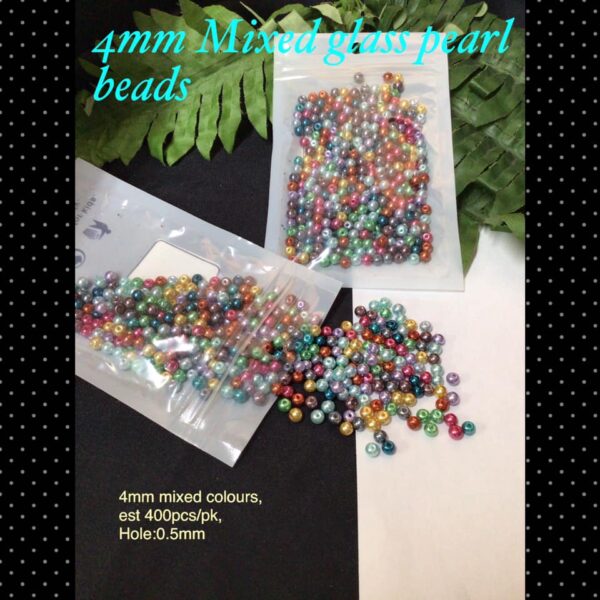 4mm Mixed glass pearl beads