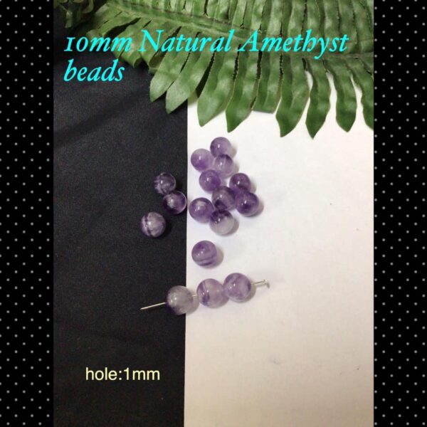 10mm Natural Amethyst beads (3pcs)