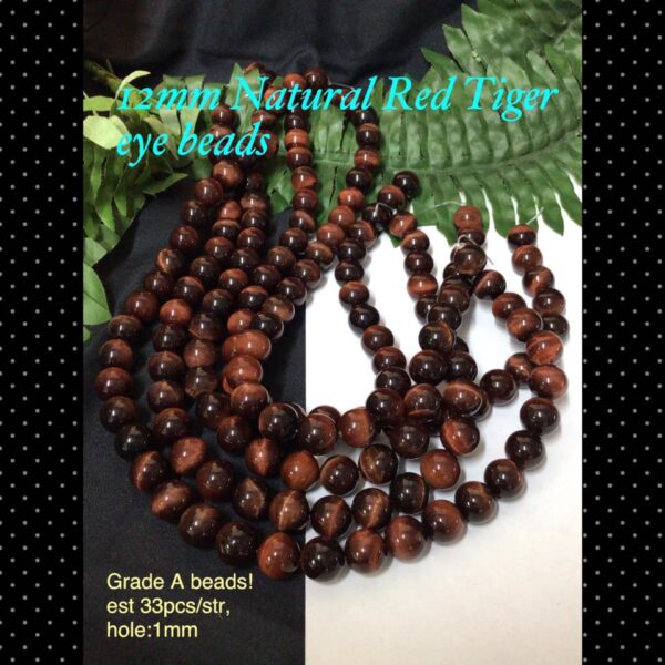 12mm Natural Red Tiger eye beads