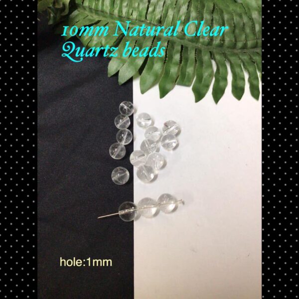 10mm Natural clear quartz beads (5pcs)