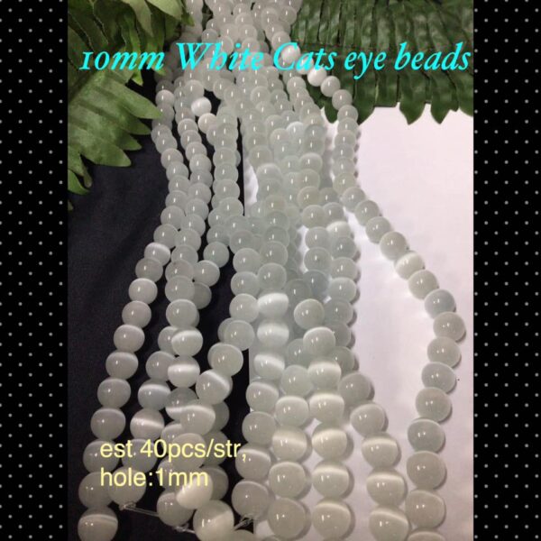 10mm White Cats eye beads (est 40pcs)