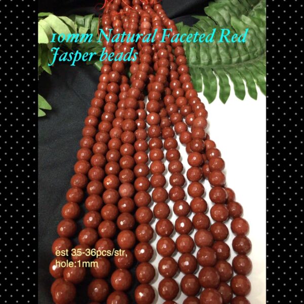 10mm Natural Faceted Red Jasper beads