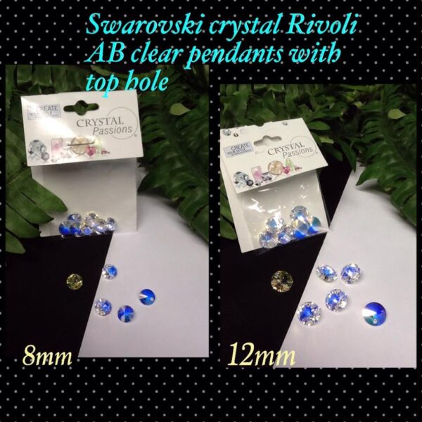 Swarovski Crystal Ab Clear flat round Rivoli pendants