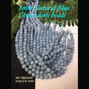 8mm Natural Blue Chalcedony beads