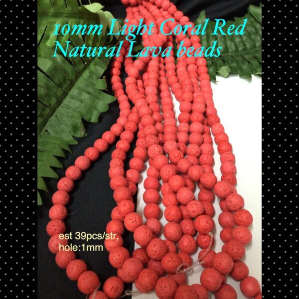 10mm Light Coral red Natural Lava beads