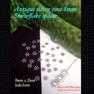 Antique silver tone 8mm snowflake spacer