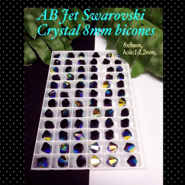 AB Jet Swarovski Crystal 8mm bicones