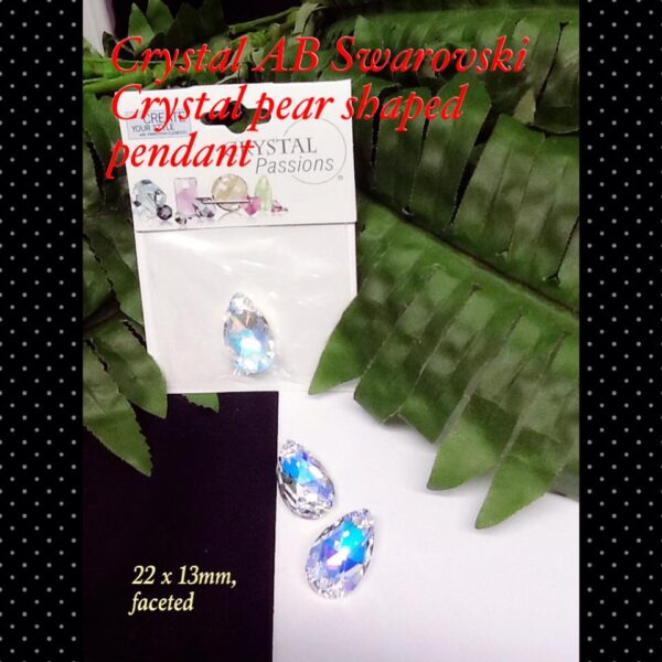 Crystal AB Swarovski Crystal pear shaped pendant