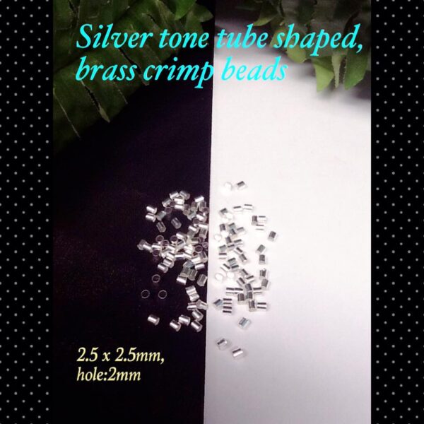 2.5mm Silver tone tube shaped brass crimp beads (0.50oz)