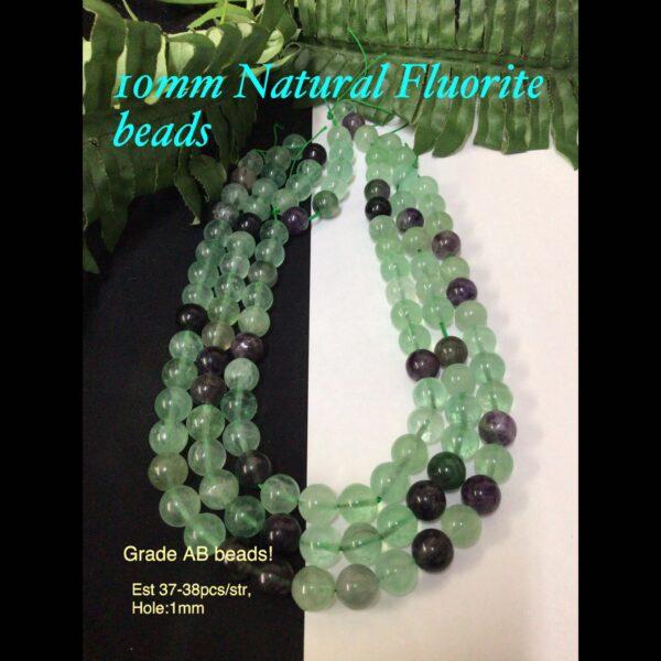 10mm Natural Fluorite beads