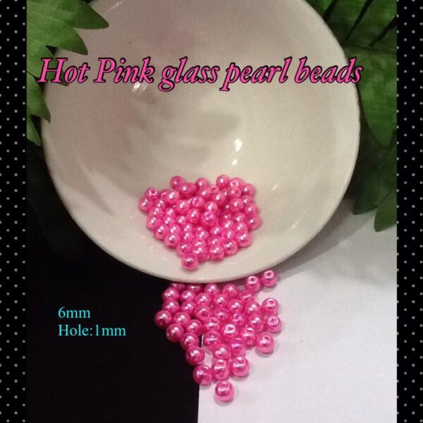 4mm Hot pink glass pearl beads