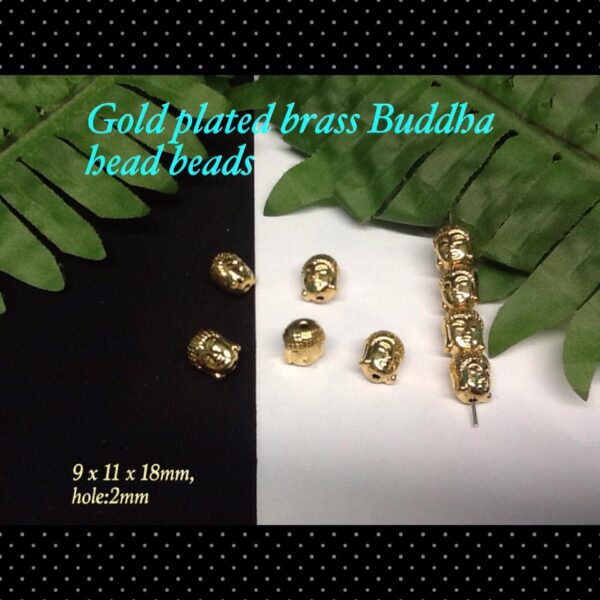 9x11mm Gold plated brass Buddha head beads