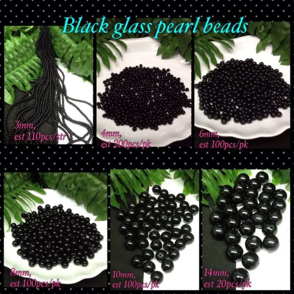 Black glass pearl beads