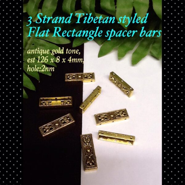 3 Strand Tibetan styled Flat Rectangle spacer bars