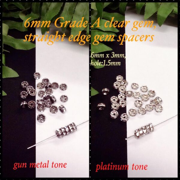 6mm Grade A clear gem straight edge spacers (25pcs)