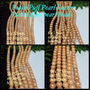 Peach Puff Pearl Luster Plated glass pearl beads