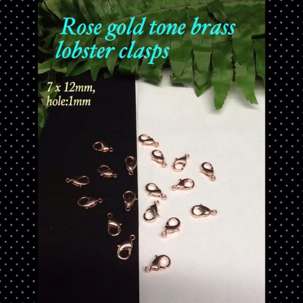 7 x 12mm Rose gold tone brass lobster clasps (10pcs)