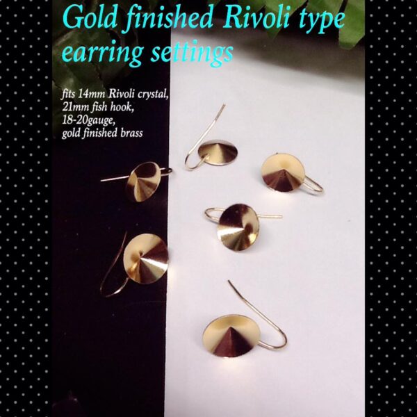 Gold finished rivoli type earring settings