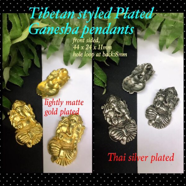 44mm Tibetan styled Matte Plated Ganesha pendants