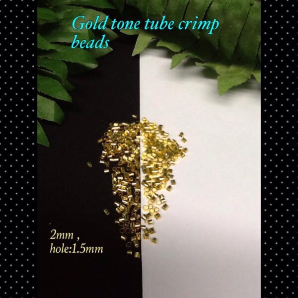 2mm Gold tone tube brass crimp beads