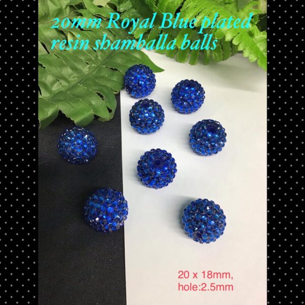 20mm Royal Blue Plated resin shamballa balls (3pcs)