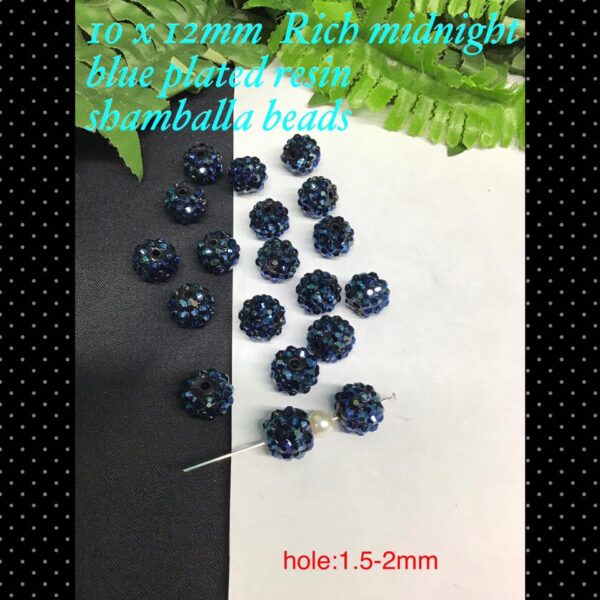 10x12mm Rich midnight blue plated resin shamballa beads